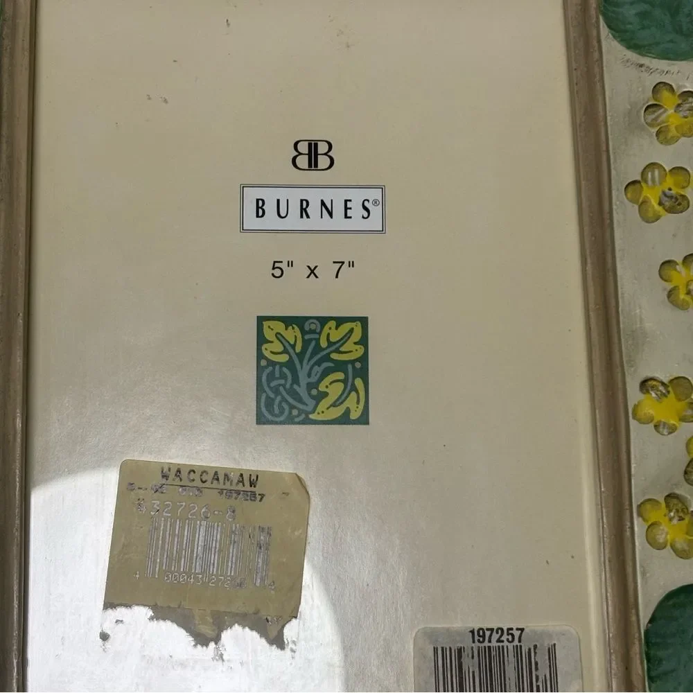 Vintage Burnes Photo Frame 3D Yellow Flowers Green Leaves 5